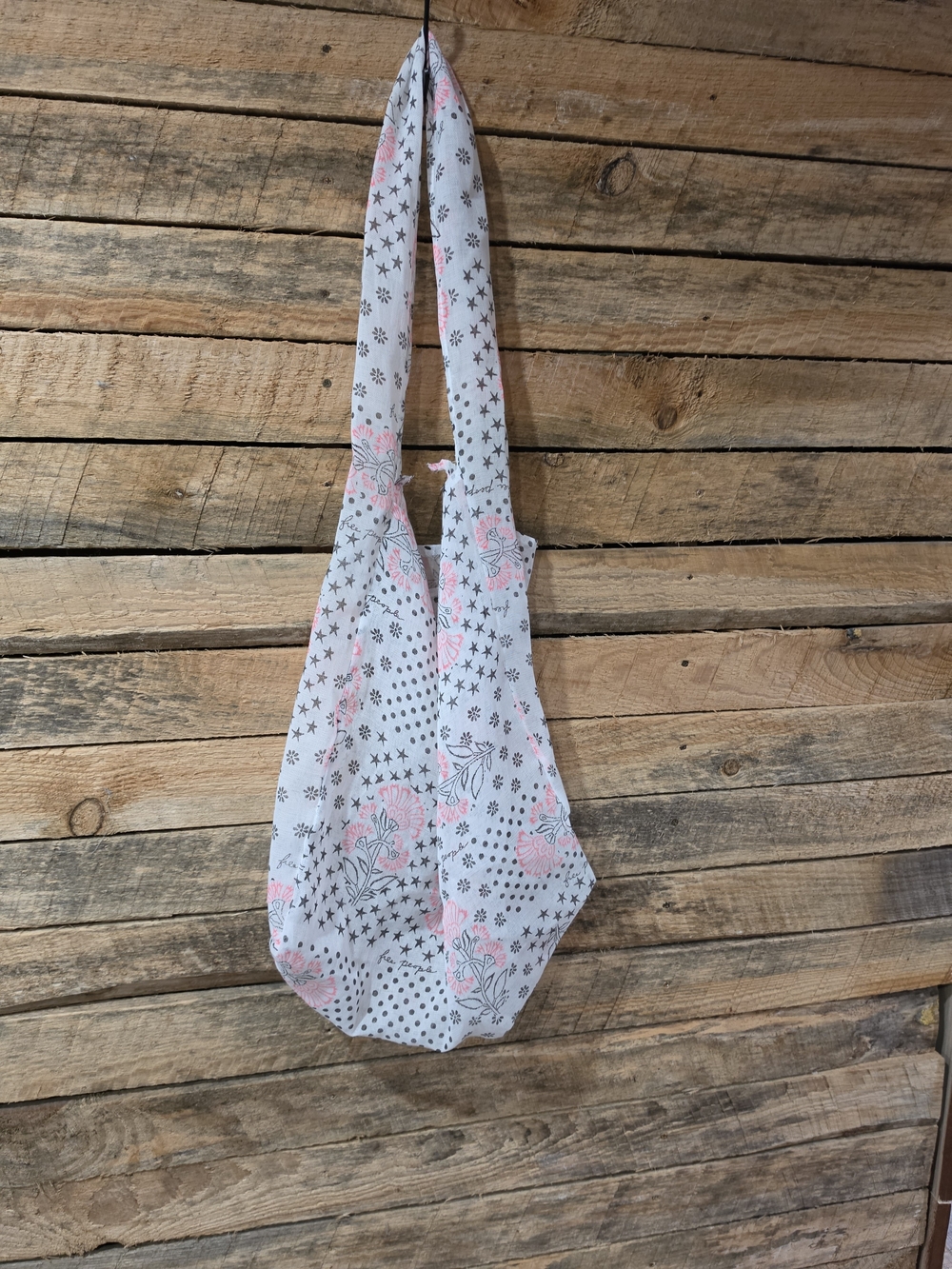 Free People Floral Patchwork Print Tote Bag Pink Black Boho Shoulder Bag